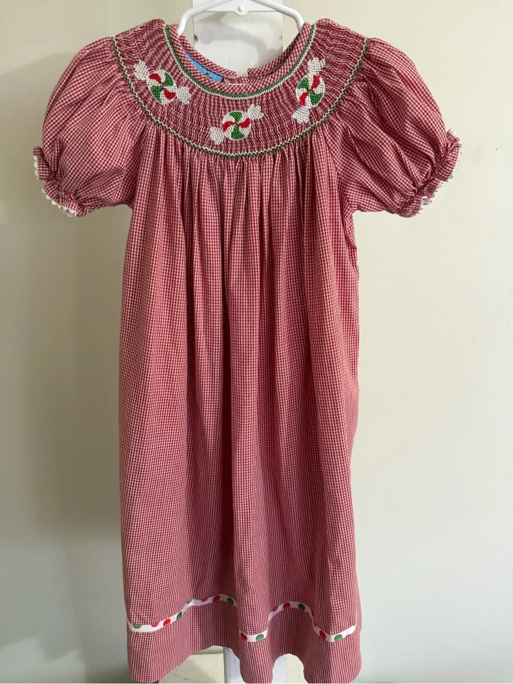 Anavini Hand Smoxked Christmas Bishop Dress